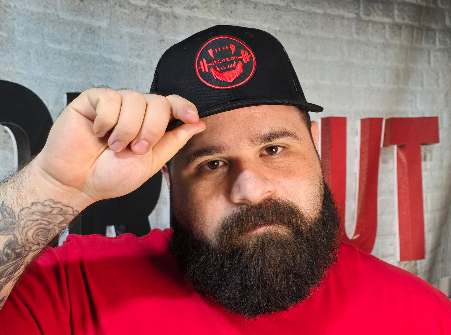 Brute Co Round Red and Black Logo Snapback