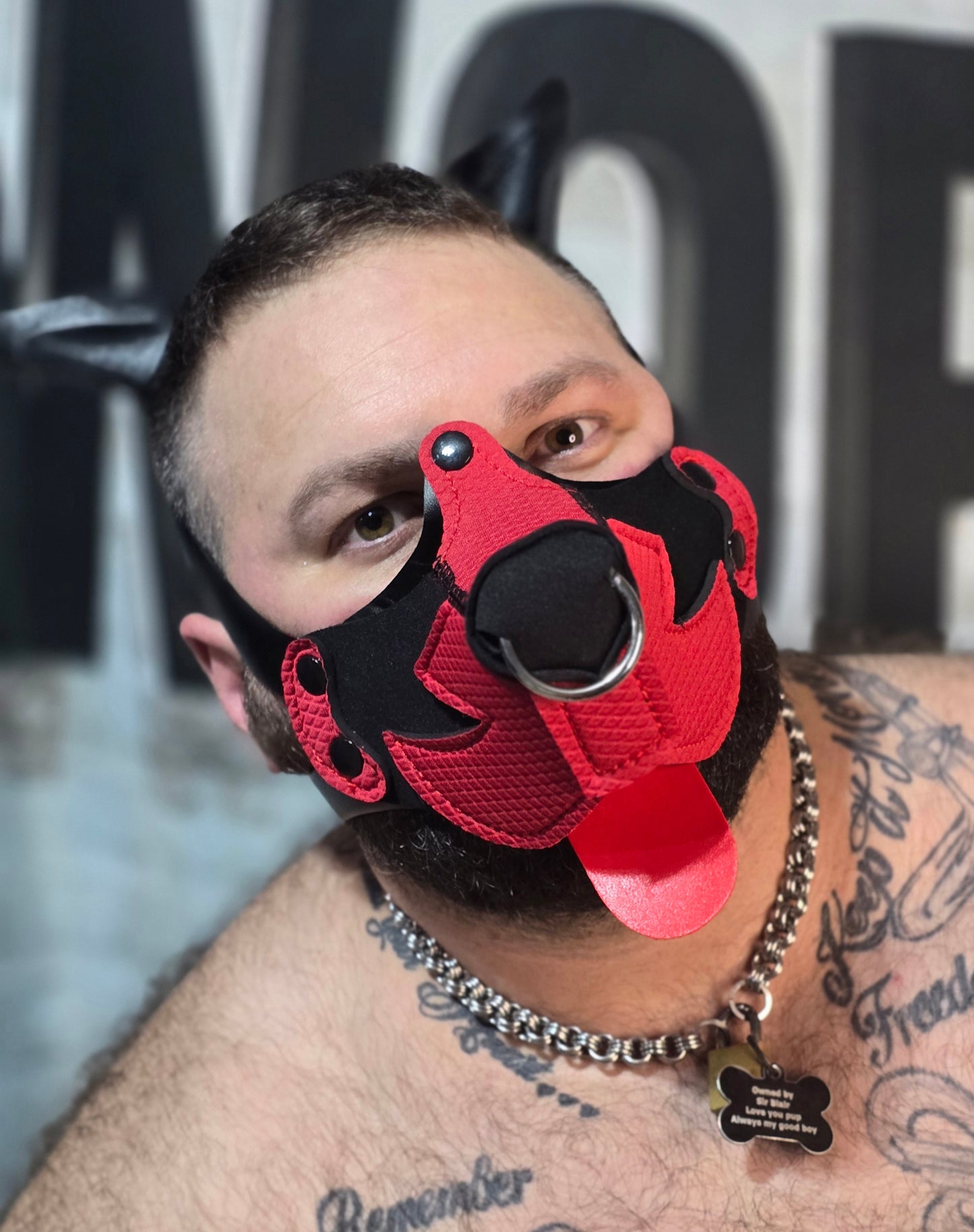 "Bear Hunter" Red and Black Puppy Hood