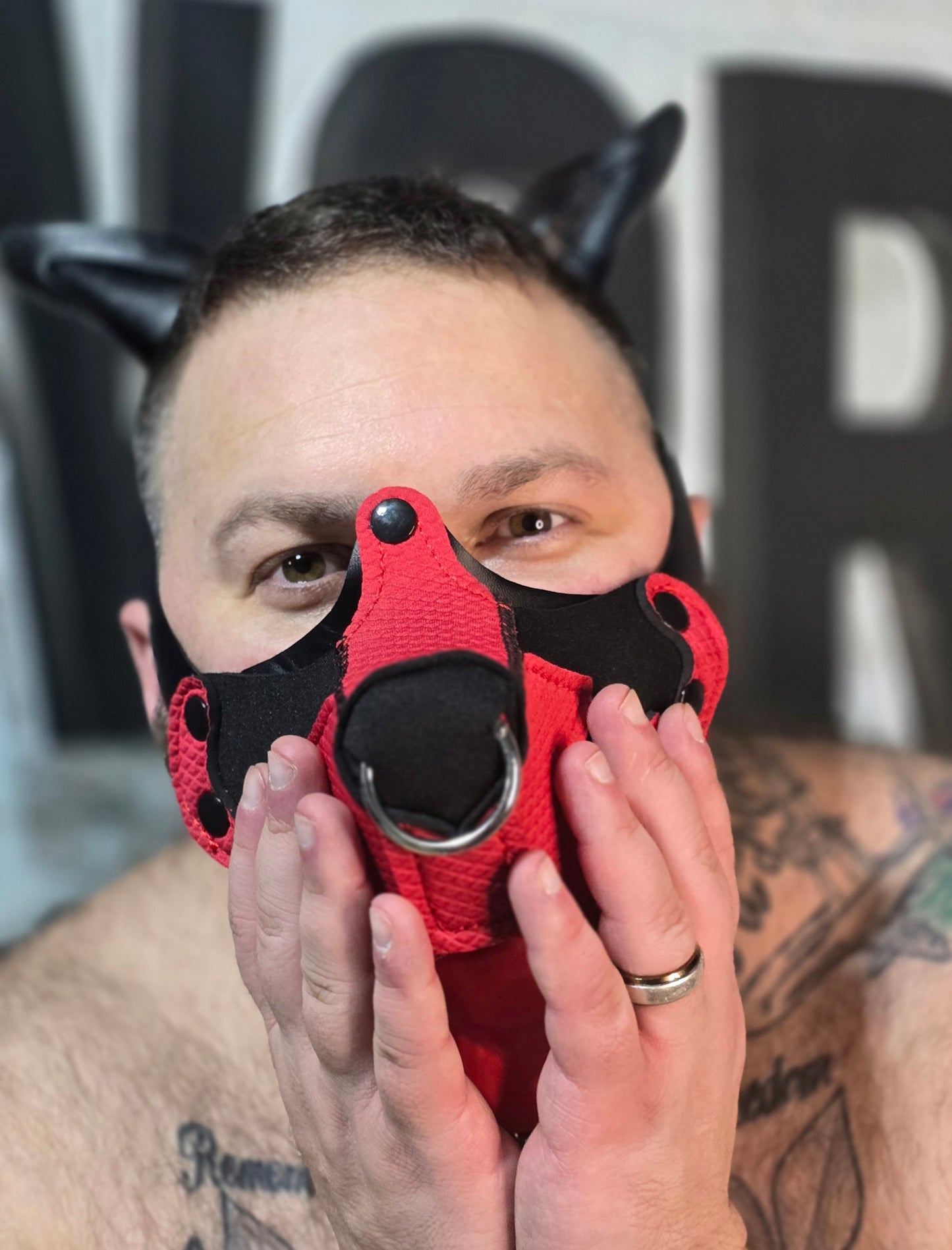 "Bear Hunter" Red and Black Puppy Hood