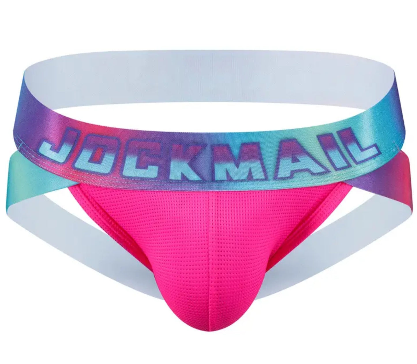 Pink Multicolor Band Jockmail Jockstrap