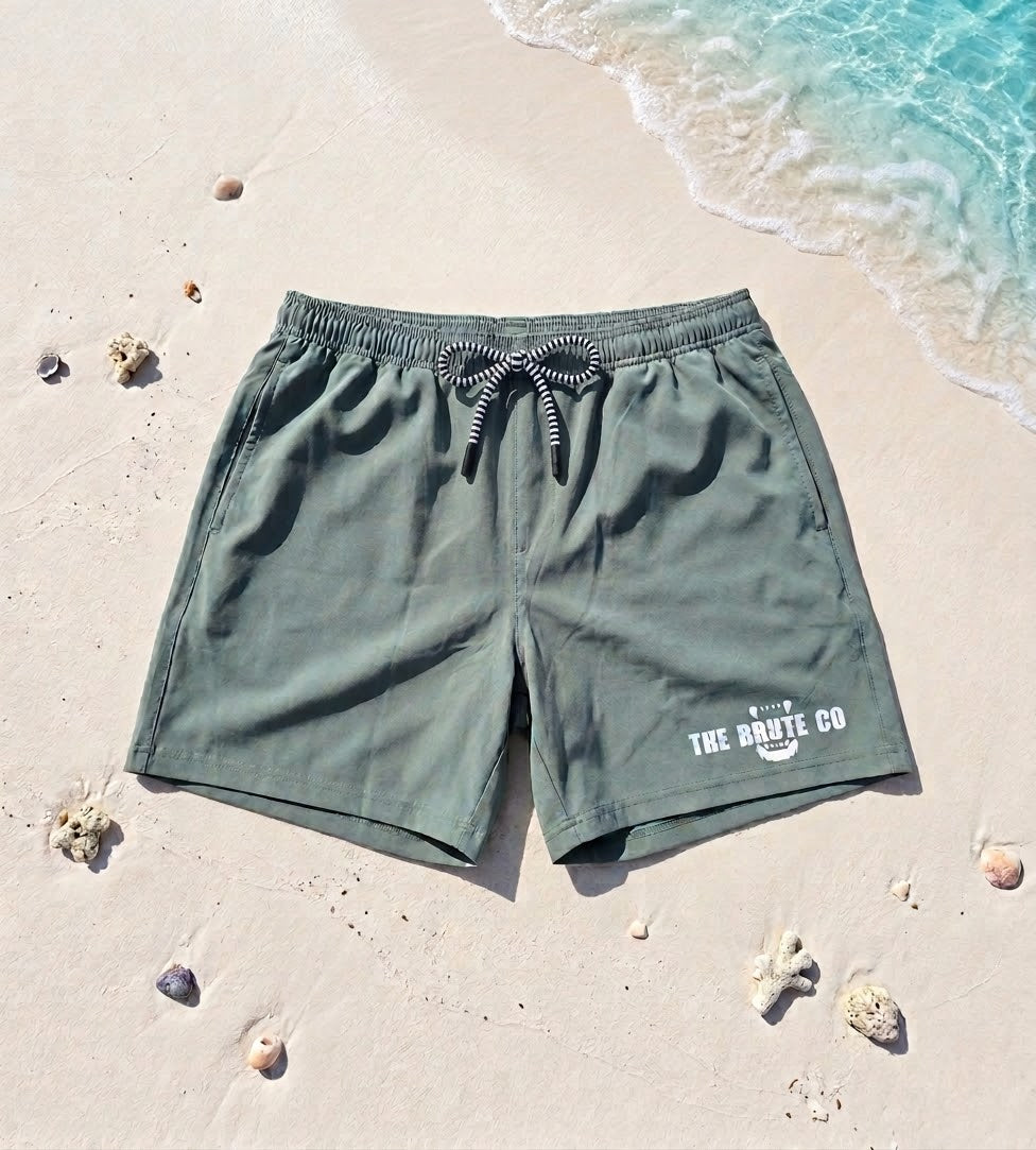 Army Green "The Brute Co Logo" Lifting Shorts