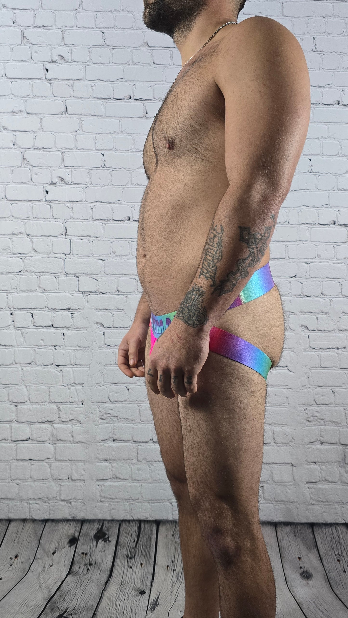 Pink Multicolor Band Jockmail Jockstrap
