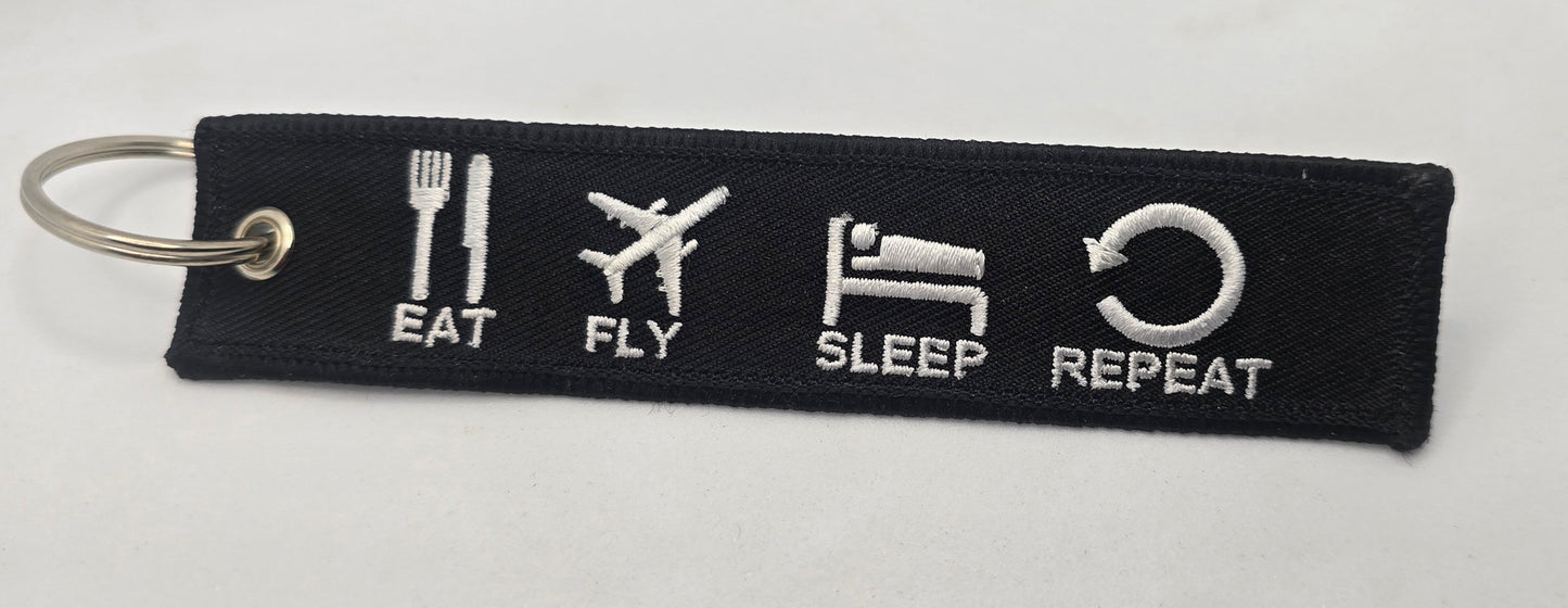 "EAT FLY SLEEP REPEAT" Airline Bag Tag