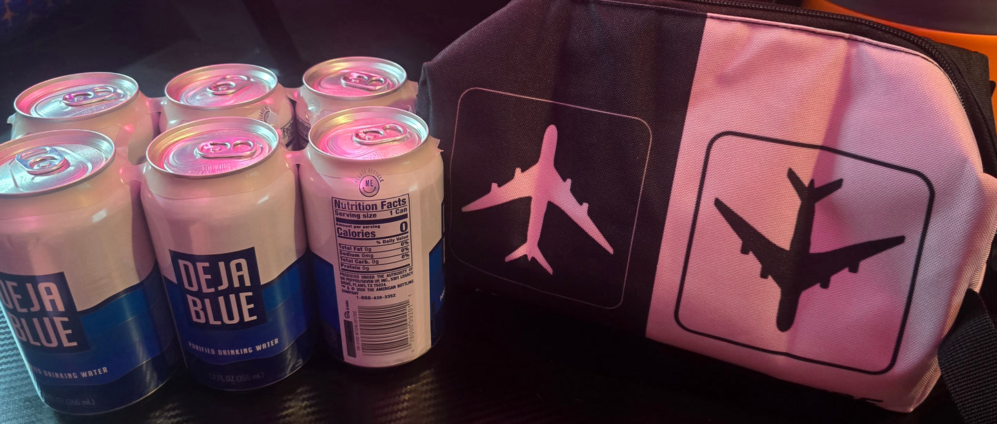 LARGE AIRLINE 6-PACK CAN OF WATER BAG (PINK/BLACK)