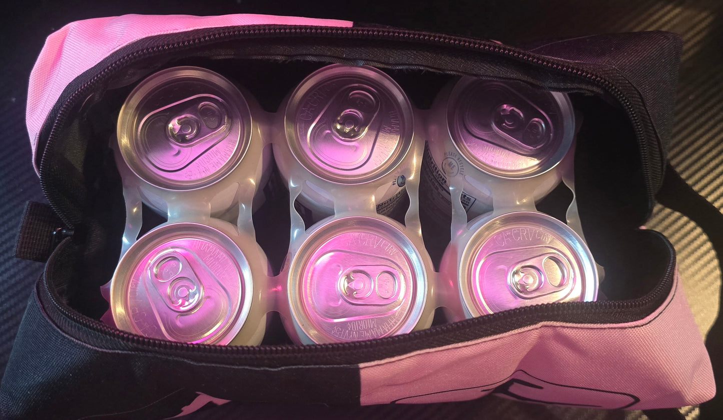 LARGE AIRLINE 6-PACK CAN OF WATER BAG (PINK/BLACK)