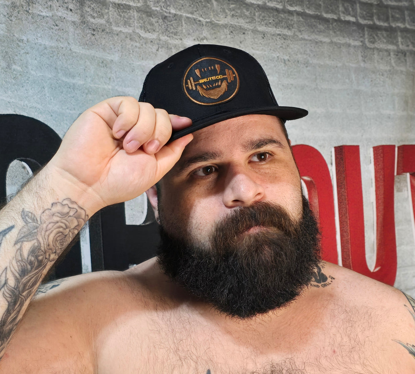 Brute Co Round Black, Brown and Orange Logo Snapback