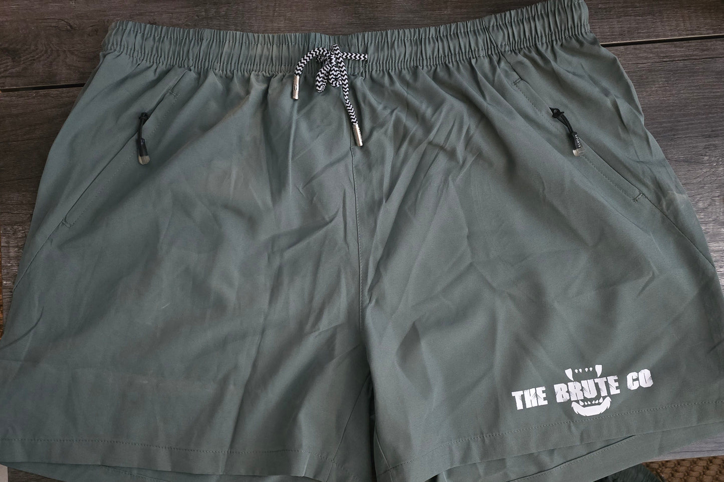 Army Green "The Brute Co Logo" Lifting Shorts