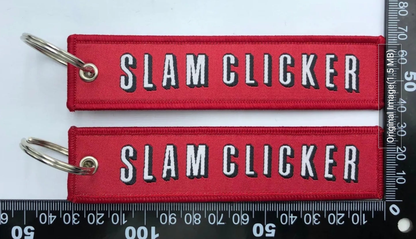 "SLAM CLICKER" bag tag