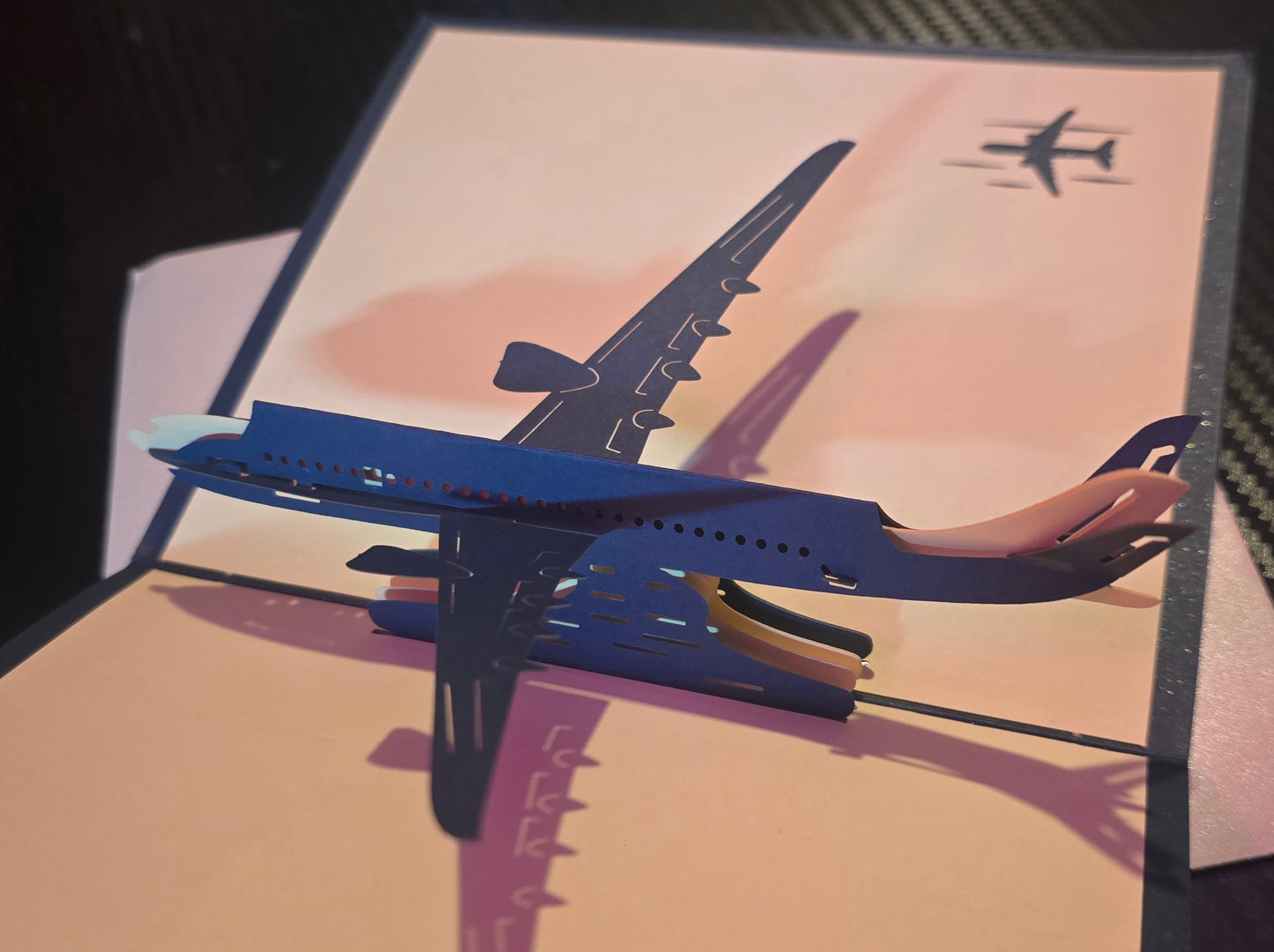 Blue 3D Airplane Greeting Card