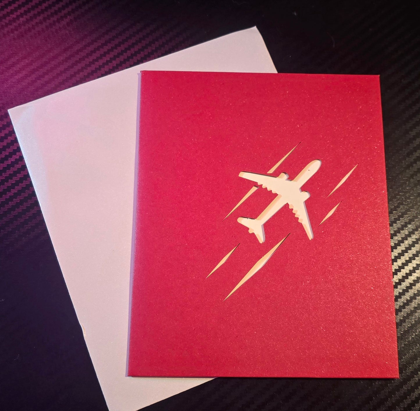 Red 3D Airplane Greeting Card