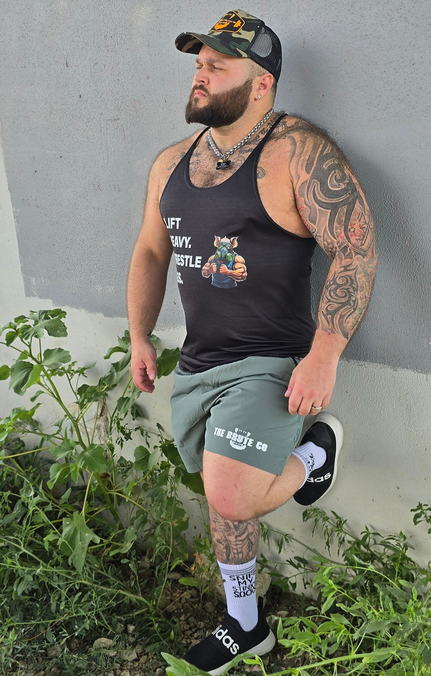 Army Green "The Brute Co Logo" Lifting Shorts