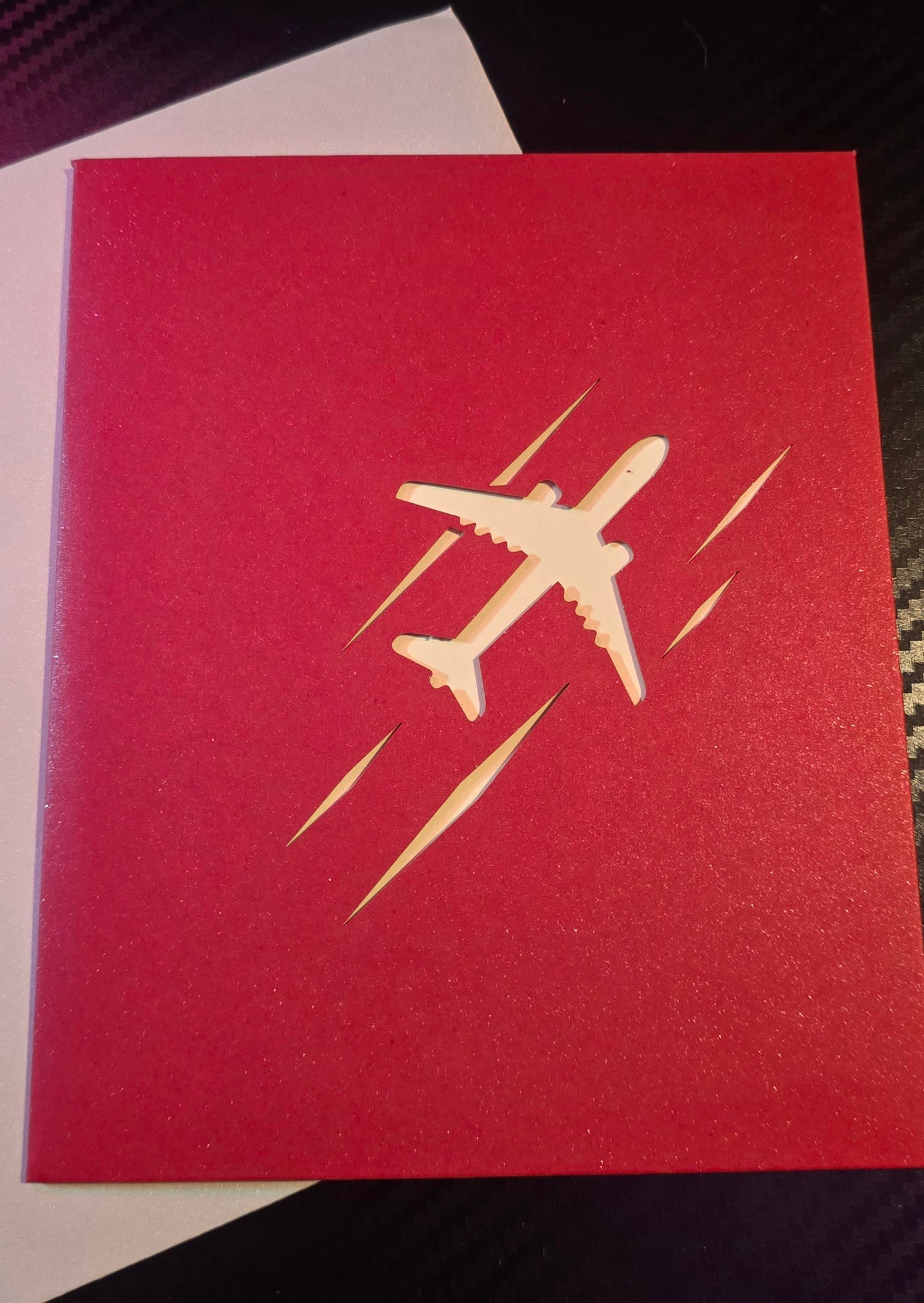 Red 3D Airplane Greeting Card