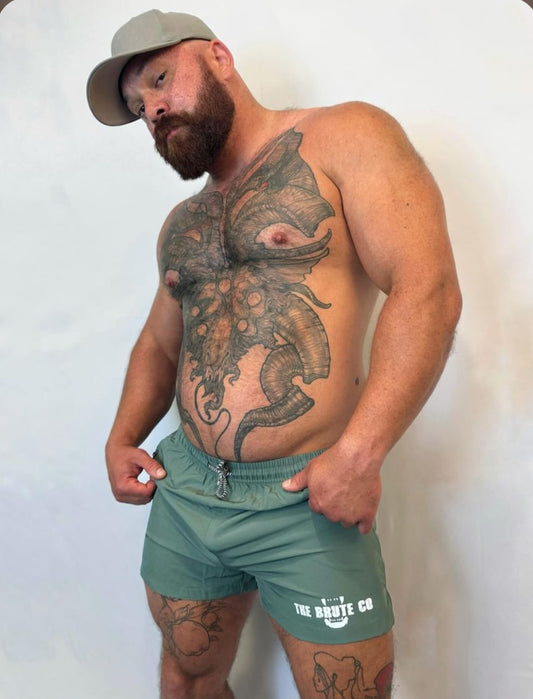 Army Green "The Brute Co Logo" Lifting Shorts