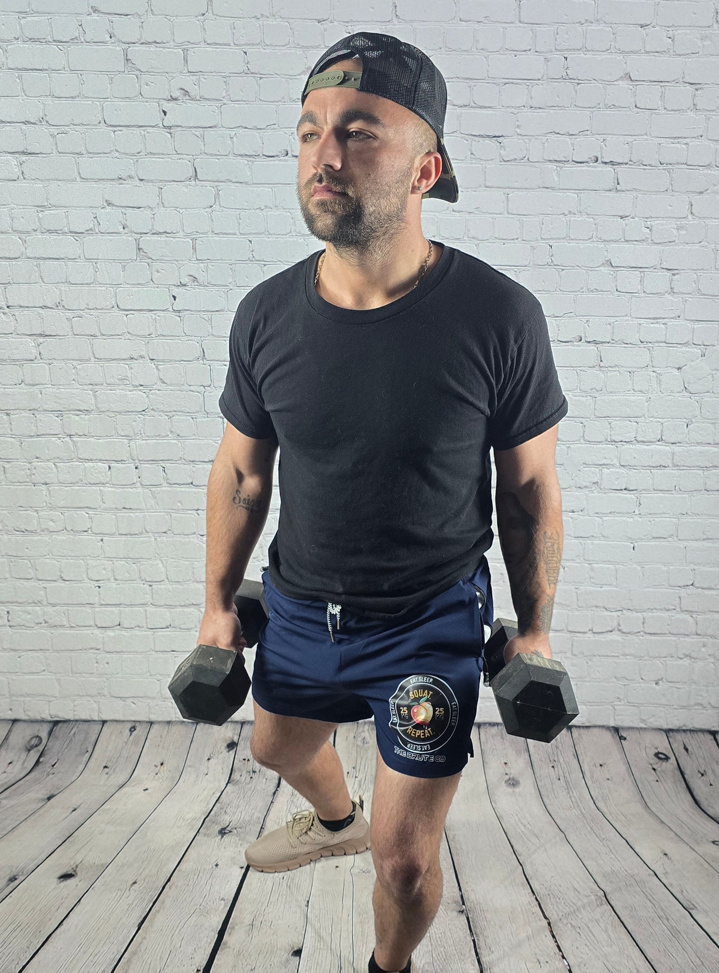 "SQUAT REPEAT PEACH" Shorts