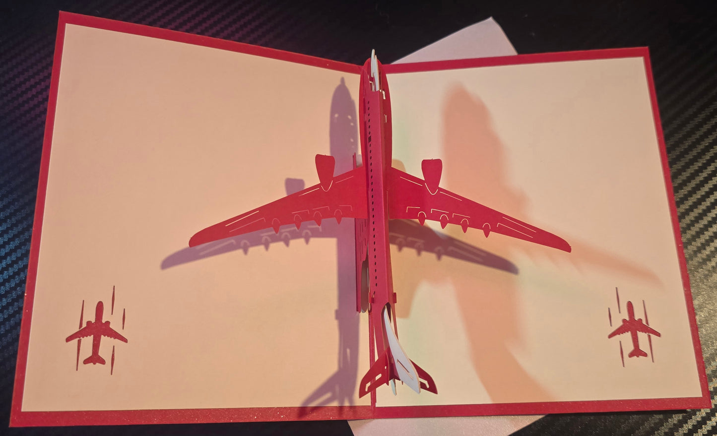 Red 3D Airplane Greeting Card