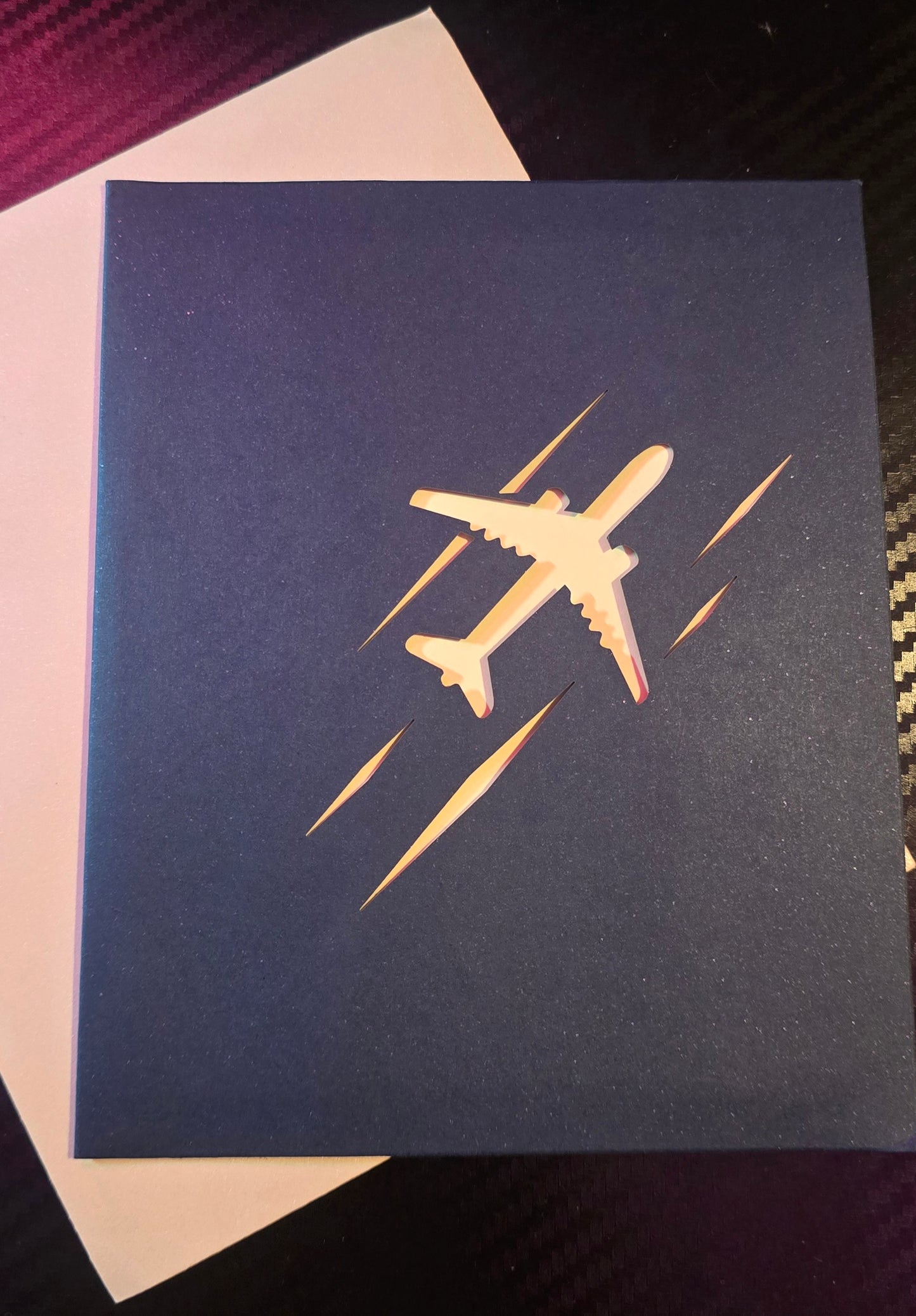 Blue 3D Airplane Greeting Card